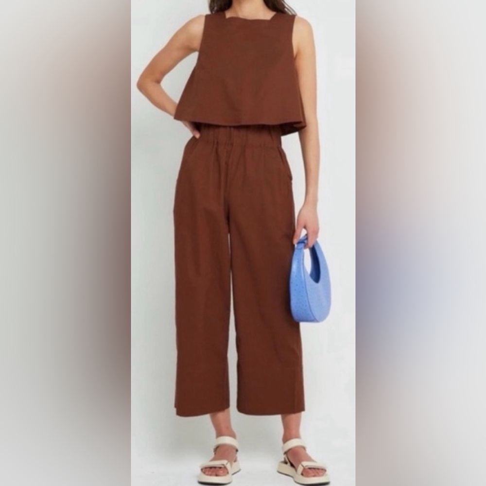 Kourt Linen Two Piece Set Rust Sleeveless Top & Pants Size S